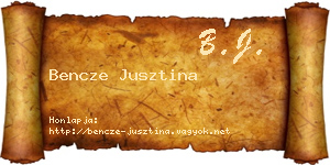 Bencze Jusztina névjegykártya